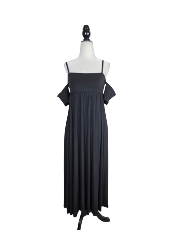 Wilfred Dresses & Skirts - Wilfred Black Cold-Shoulder Midi Dress with Spaghetti Straps